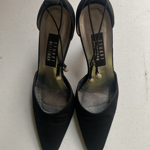 Stuart Weizmann Black Strap Heels, Size 8 - Picture 7 of 11